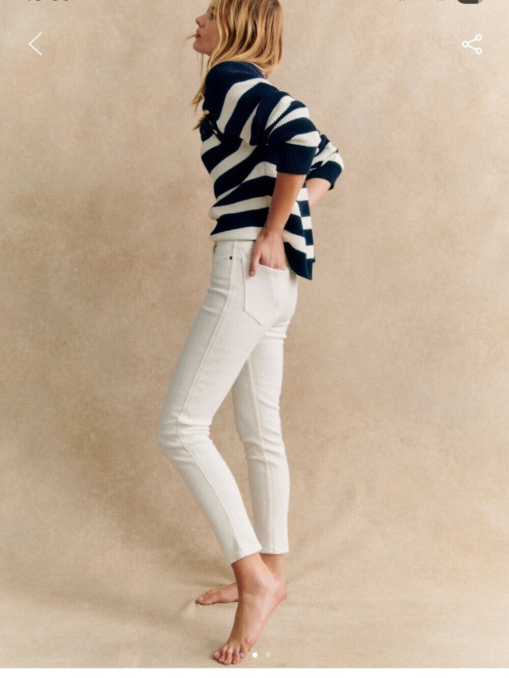 Sezane Slim Ankle Jeans in Off-White